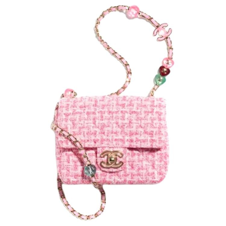 Chanel Twill Soft Woolen Flap Bag, Shoulder Bag, Crossbody Bag Mini Women's Pink AS3783-B10329-NM469