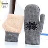 Women's Fleece-Lined Knitted Wool Christmas Gloves - Full-Finger, Double-Layer, Cold-Proof Mittens