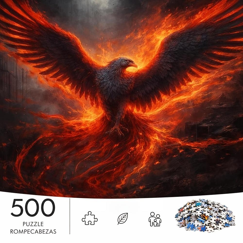 500pcs Puzzle Game - Train Endurance and Logical Thinking - Exquisite Jigsaw Puzzle - (Fire-Winged Giant Bird Emerging from the Darkness Through Burni