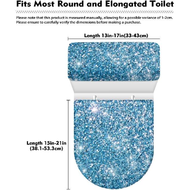 Blue Print Toilet Lid Cover and Toilet Tank Cover Bathroom Toilet Lid and Tank Dsut Cover Bathroom Accessories Stretchy Toilets Dust Covers for Round