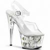 Women's Shoes Flower Transparent High Heel Thin Heel Sandals Fashion Crystal Dance Shoes 17cm Height 7cm Platform YKC
