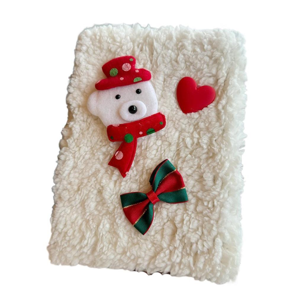 Cartoon Horizontal Line Handbook Soft Journal Notebook Christmas Plush Notebook  For Children