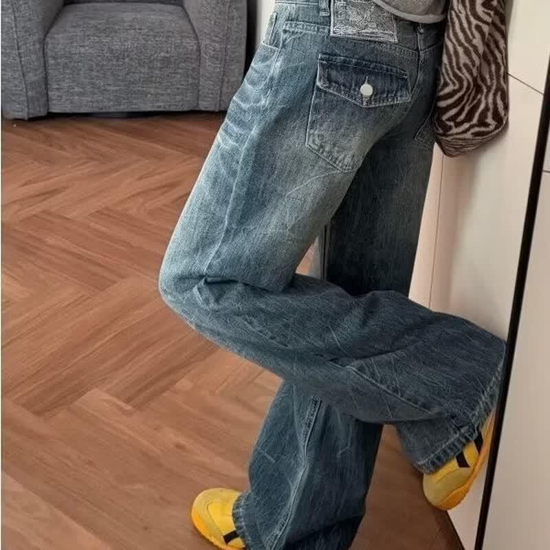 Women s Petite Wide-Leg Loose Denim Jeans S