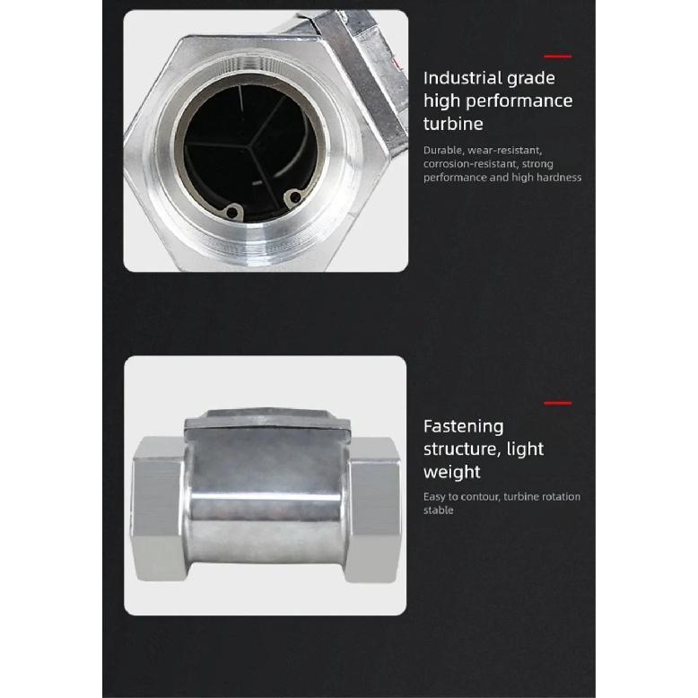 High Precision Digital Display Turbine Flow Meter Fuel Flowmeter Measuring Diesel Kerosenes Gasolines Water Methanol 1/1.5/2inch