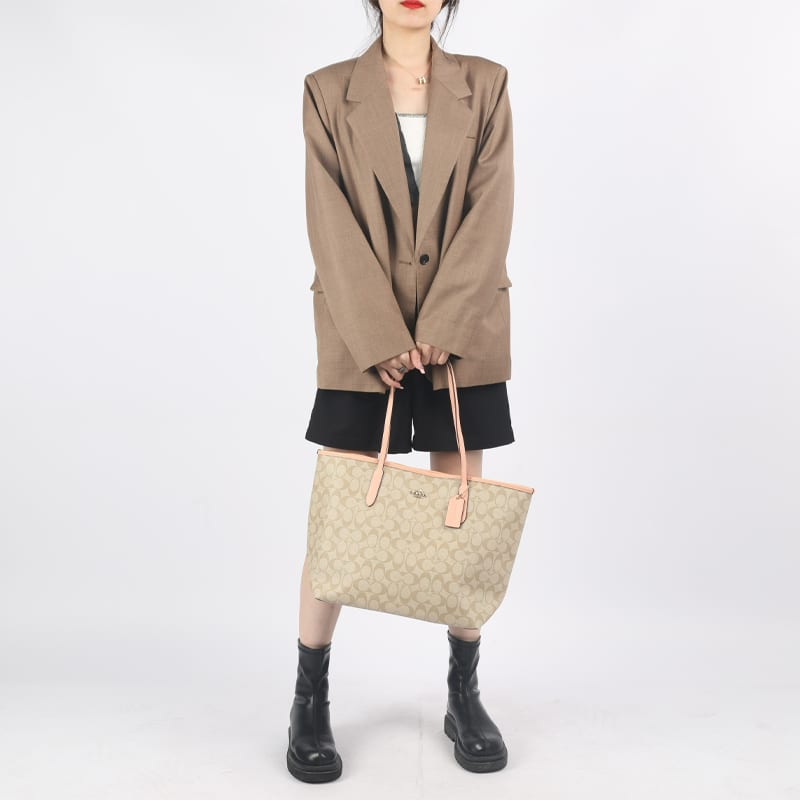 Coach City Artificial Leather Tote Bag, Shopping Bag, Handbag, Shoulder Bag Large Women's Khaki 5696-IMTYF