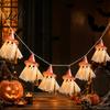 Whimsical Witch Hat Ghost Decor LED String Lights for Halloween Decorations Cute Hanging Gauze Lamps Holiday Room Ornament with Warm White