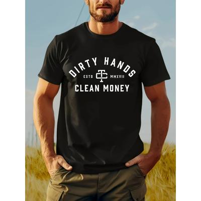 Europäische Größen T-Shirt - Hard Slogan Rundhals Kurzarm T-Shirt, Schnelltrocknend Feuchtigkeitsableitend, Ganzjahres Freizeit- & Fitnesskleidung für /Handwerk/Finanzen/,