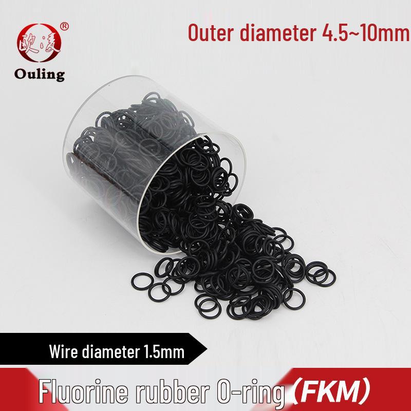 Black FKM O-ring, OD: 4.5-10mm, Thickness: 1.5mm 4.5*1.5mm (10 pcs) Black FKM O-ring