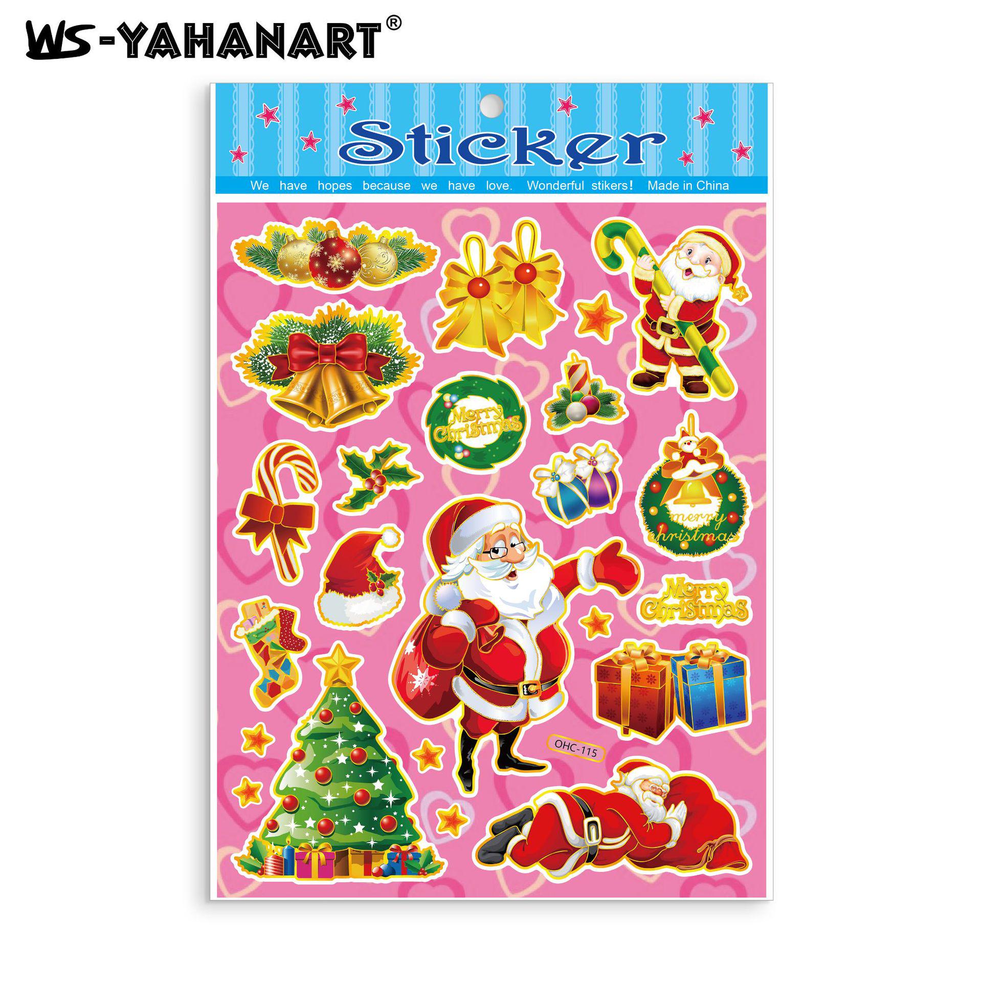 Waterproof Cartoon Christmas Decoration Stickers for Sealing, Windows, Walls, Gifts, & Hot Stamping