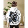 Boy Dinosaur Hoodie with Tyrannosaurus Rex and Velociraptor Patterns - Durable Digital Dinosaur Pattern