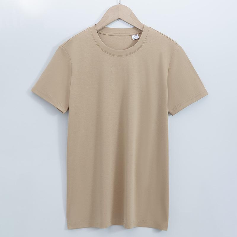 2026 High-Quality Double-Sided Liquid Ammonia Mercerized Cotton T-Shirt for Women, Summer Pure Cotton Versatile Round Neck Short Sleeve