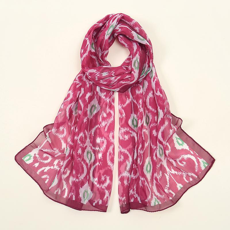 Luxury Brand Women Beach Scarf Georgette Silk Shawls Design Print Headband Female Summer Headband Wraps Sunscreen Hijab