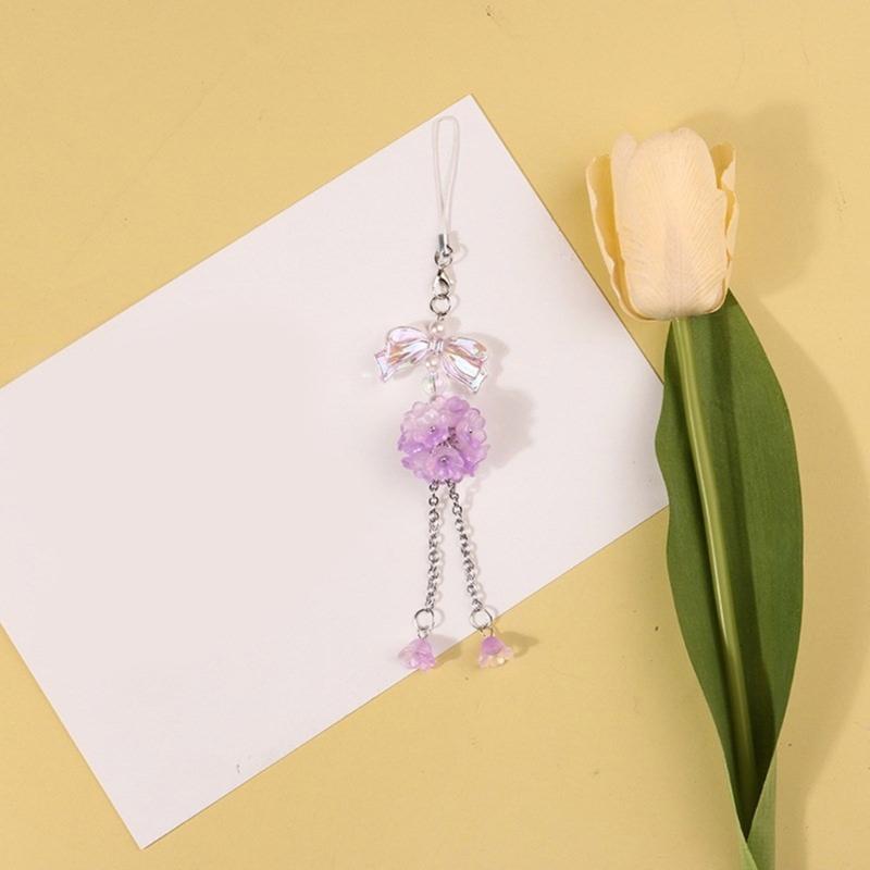 Fashionable Flower Cellphone Charm Butterfly Phone Chain Keyring Accessory Personalized Decoration for Women and Girls
