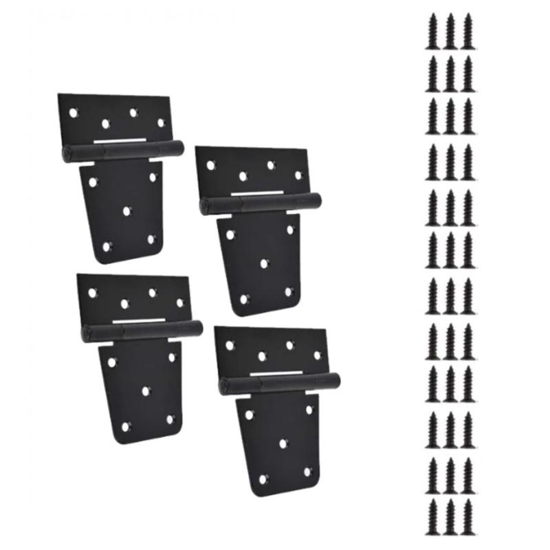 

4Pcs Heavy Duty Black Iron Gate Hinges Replacement Barn Gate Hinge Hardware Folding Garden Gate Hinge Easy to Use 1