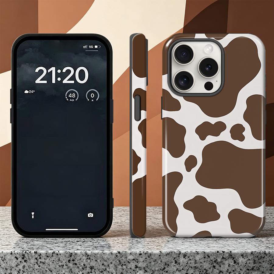 2D Flat Cow Pattern Phone Case for Apple iPhone 17 15 Plus Pro Max 16e 12 16 XS XR 13 Air 11 14 Soft Cover Capa