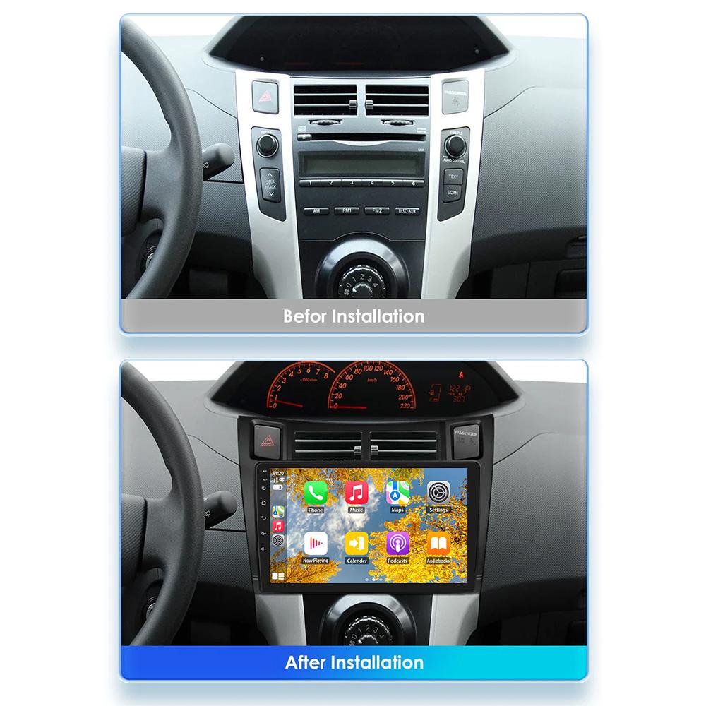 Intelligent Screen 2din Android 13 Car Radio Multimedia Video Player for Toyota Yaris 2005-2012 GPS Carplay Auto RDS