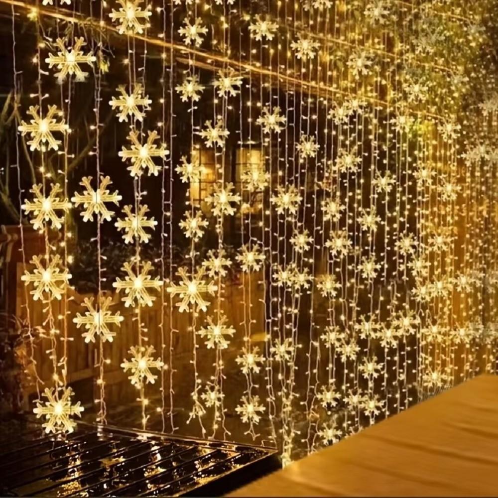 3 Meter Length Christmas Curtain String Lights Battery Version Snowflake Tree Fairy String Lights Romantic LED Curtain Lights