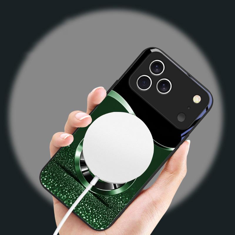 Fioletowy Czterolistny Koniczyna Dla iPhone 16E 15 Pro 14 13 Plus 12 mini 11 15Pro 14Max XR Xs X 8 P lus 16 Dla Magsafe Szklane Etui Na Telefon
