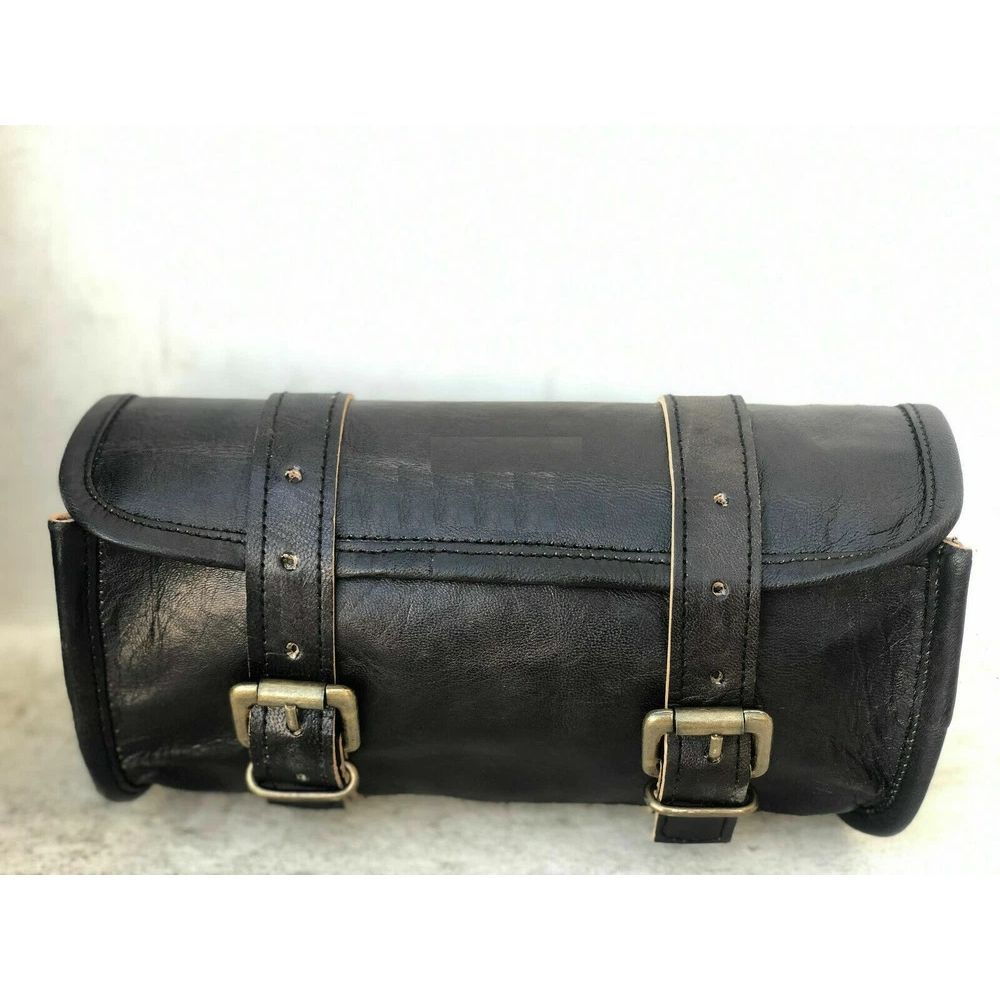 Leather Side 3 Bag Free Pouch Saddlebags Panniers Saddle Motorcycle Side Pouch