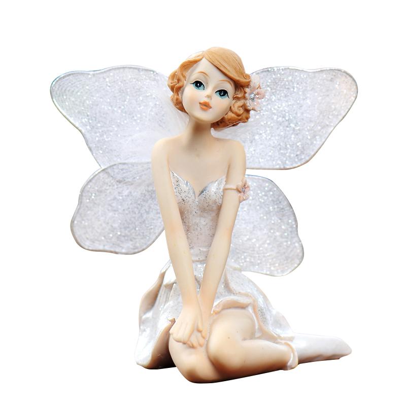 European Cute Elf Girls Resin Angel Figurines Office Desk Fairy Statue KTV Bar Ornaments Decor Home Furnishing Decoration Crafts