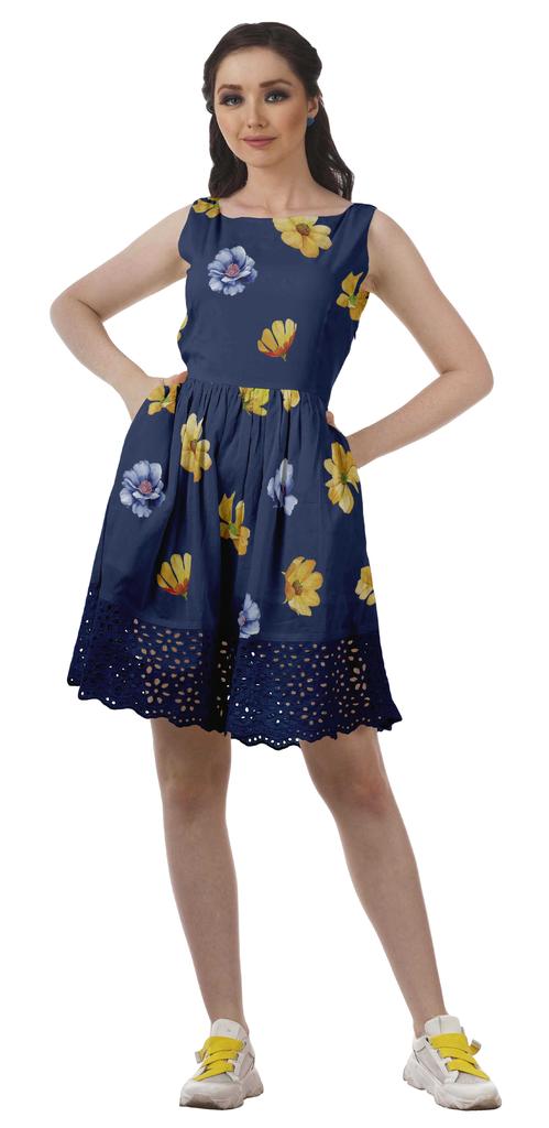 Moomaya Printed Lace Evening Mini Dress For Party Sleeveless Women Clothing