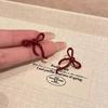 Retro Hong Kong Style Temperament Ankola Red Bow Stud Earrings Women's New Niche High-end Earrings Ear Jewelry