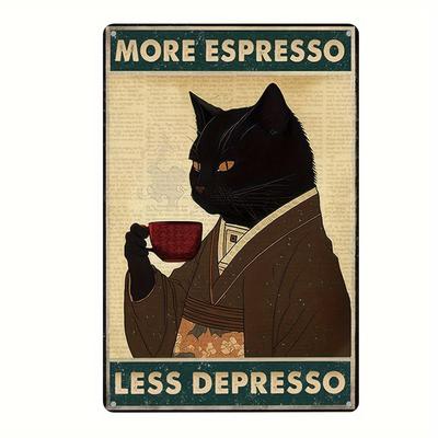 More Espresso Less Depresso Metal Tin Sign Vintage Plaque Decor Wall Art Decor Room Home Restaura