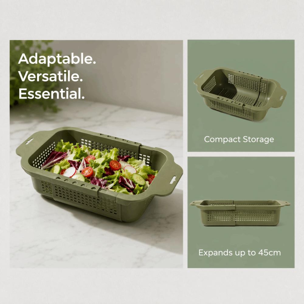 Extendable Vegetable Fruit Drainer Collapsible Storage Wash Drainer Basket For Home Use