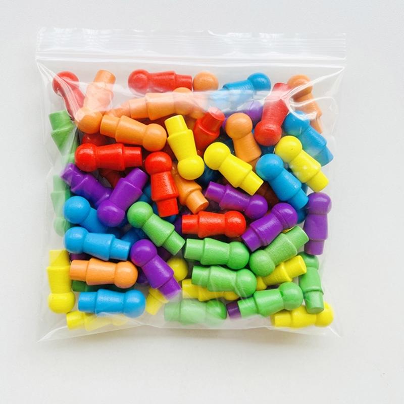 60Pcs Colorful Replacement Checkers Strategy Board Game Chess Pieces Wood Pegs for Tabletop Markers Board Game