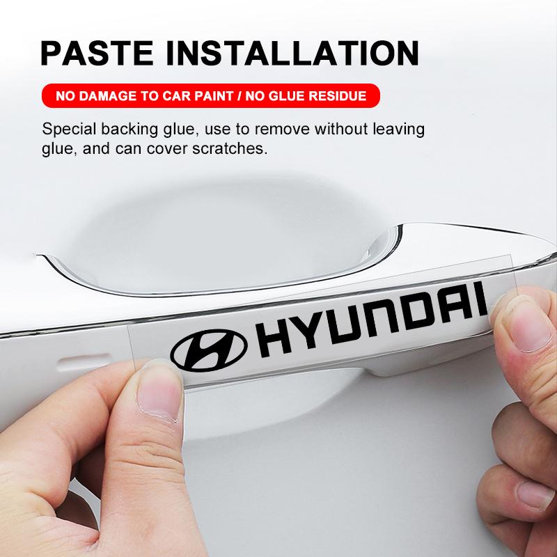 4Pcs Car Door Handle Stickers Tire Rear View Mirror Decals For Hyundai I30 Accent Creta Kona IX35 I40 Getz Sonata Elantra Veloster