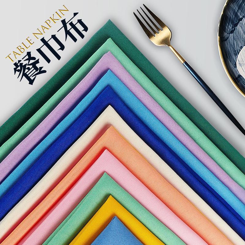 Plain Red Napkin Cloth for Hotels, Cafes, and Western Restaurants - Multipurpose Folded Flower Design