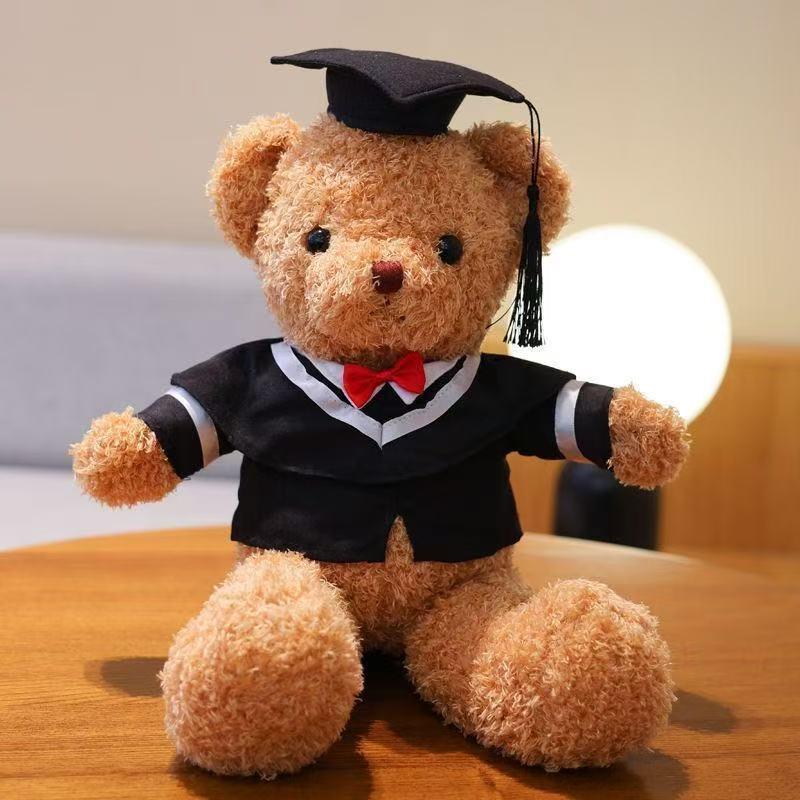 PhD Graduate Teddy Bear with Gown & School Emblem Logo