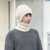 Unisex Warm Fleece Lined Knitted Hat Set for Men Winter Cycling Windproof Cold Proof Large Brim Woolen Overhead Accessory