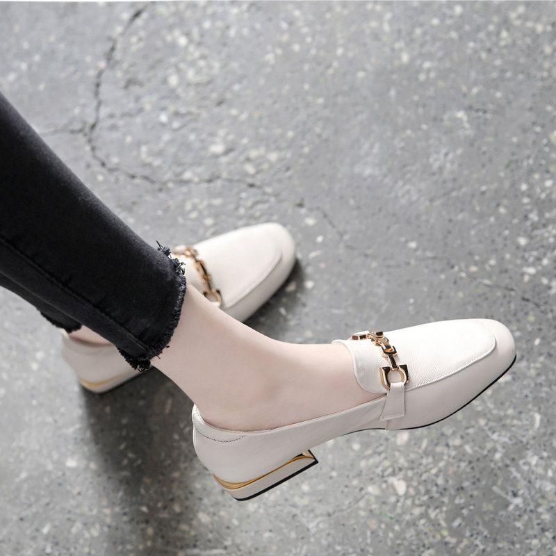 Spring and Autumn Low Heel Elegant Woman Pumps Square Toe Loafers Shoes for Women Luxury Brand Casual 2025 Trend 39 Slip On Shoe