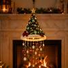Upside Down Christmas Tree Hanging Ornament with LED Lights, Lighted Pendant Star Topper, Luminous Indoor Patio Ornaments Xmas Festive for And Outdoor