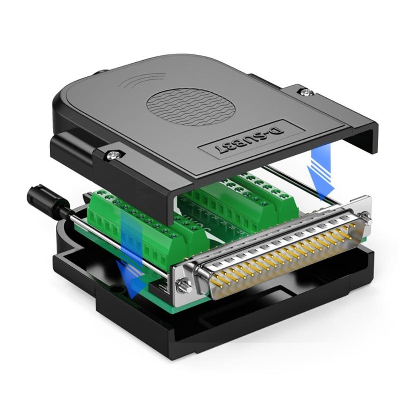 Cienki adapter DB37 bezlutowy RS232 D-Sub z obudową typu Fold Lock i wieloma przewodami końcowymi