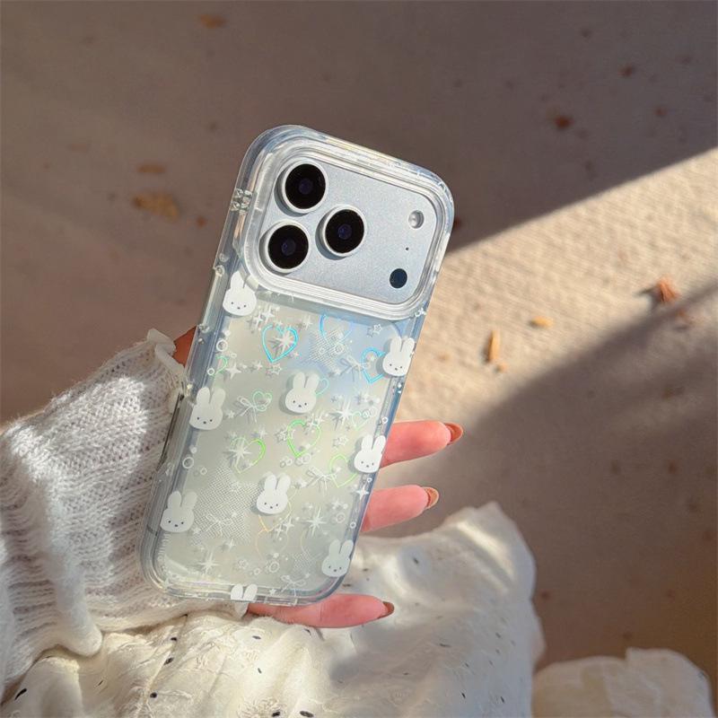 

Лазерный чехол для iPhone с сердечком, бантом и кроликом для 16 Pro Max/15/14 Apple 17