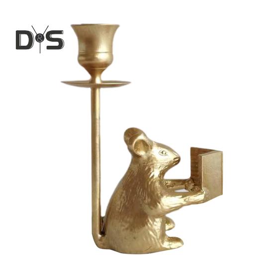 

Подсвечник в форме мыши для чтения, металлическая подставка для свечей в форме мыши, винтажный конусный подсвечник, центральный элемент для ужина на домашнюю вечеринку, свадьбу B