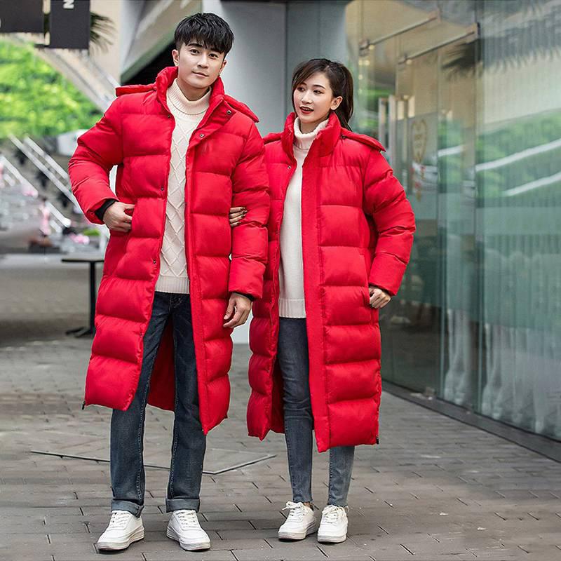 Winter Unisex Mid-Length Cotton Overcoat with Printed Character 6XL красный