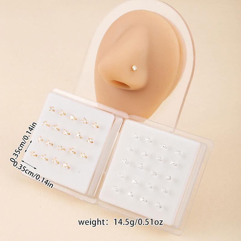 20-Piece Boxed Set Of Copper Zirconia Nose Studs, Personalized Trendy And Cool Nose Rings, Piercing Jewelry Set For Men/Women