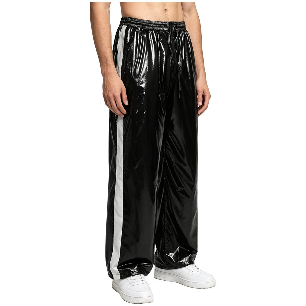 Men‘s Athletic Waterproof Pants S-3XL with Zipper Fly and Reflective Stripes Elastic Waist Straight Leg for Outdoor Sports