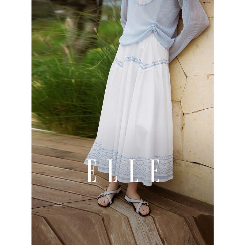 

ELLE Women s Retro Elastic Waist A-line Skirt L