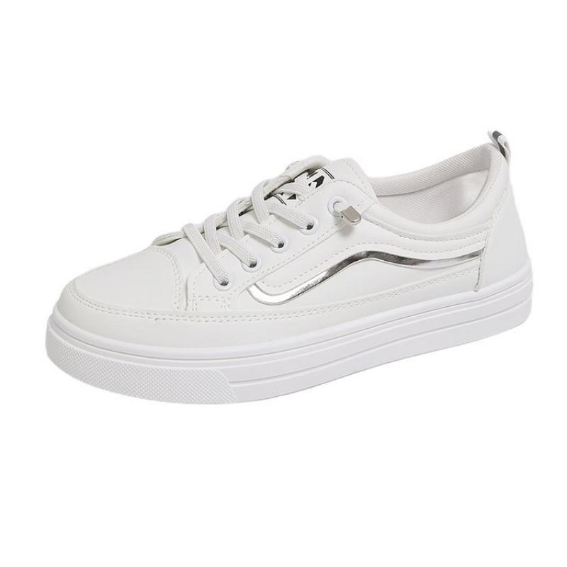 

College style flat bottom simple little white shoes women s spring new lace-up casual shoes campus style versatile board shoes 36 белый