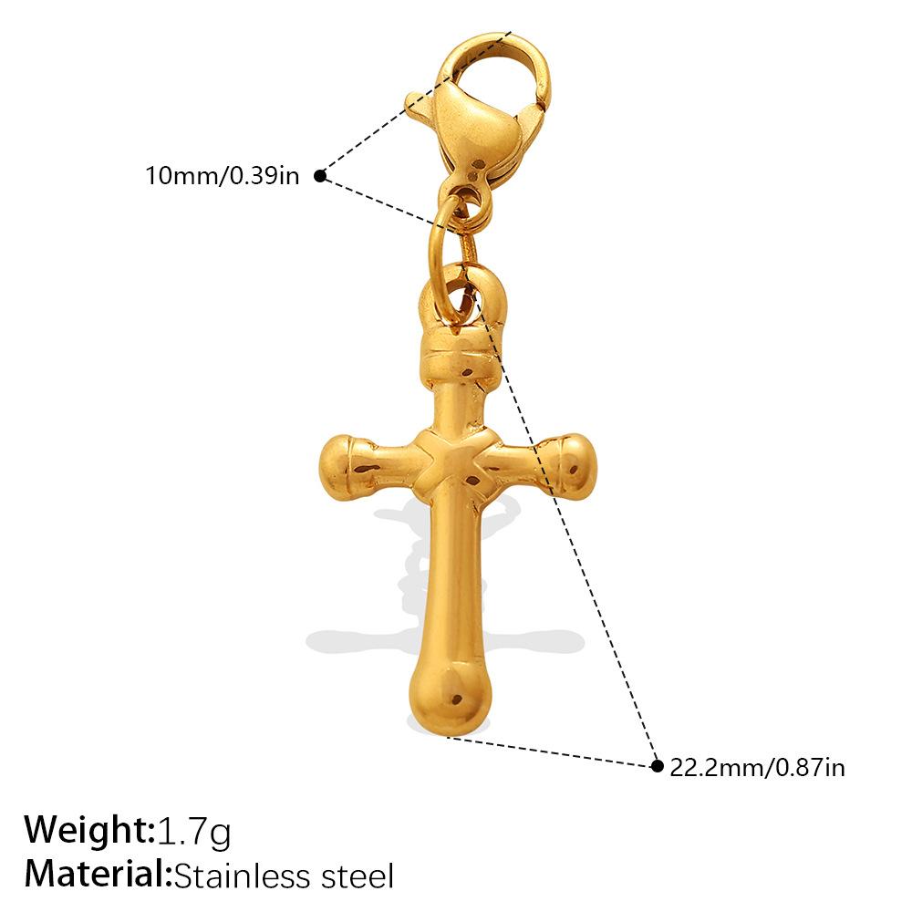 Personalized Retro Style Engraved Three-Dimensional Cross Series Lobster Buckle Pendant Stainless Steel Gold Diy Accessories