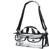 Clear cosmetic bag with removable and adjustable shoulder strap (Black)