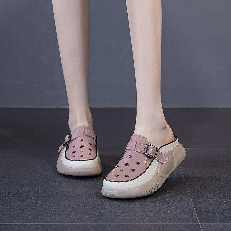 Flat Sandals for Women Button-up Soft-soled Flip-flops Casual and Versatile Mom Shoes