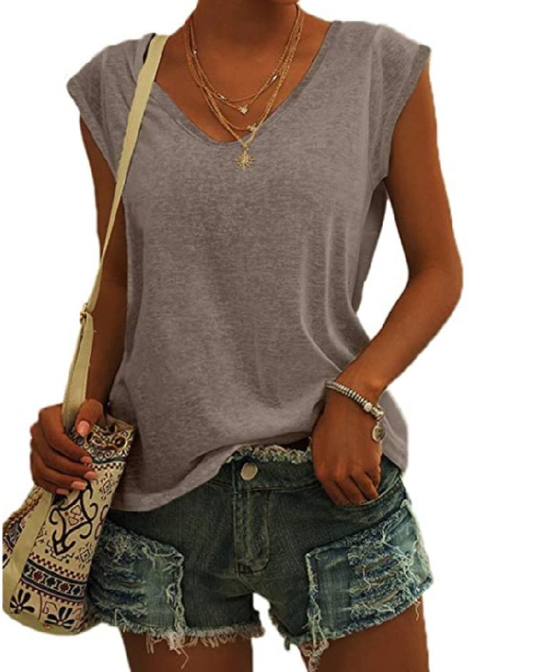 Damemote Ny Ensfarget Tank Top Sommer Bluser T-skjorte Uformell Loose Fit Basic skjorter Tank Tops