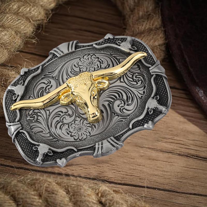 Boucles de ceinture en alliage métallique pour hommes,accessoires de ceinture faits à la main, bricolage, Style Cowboy occidental Rock