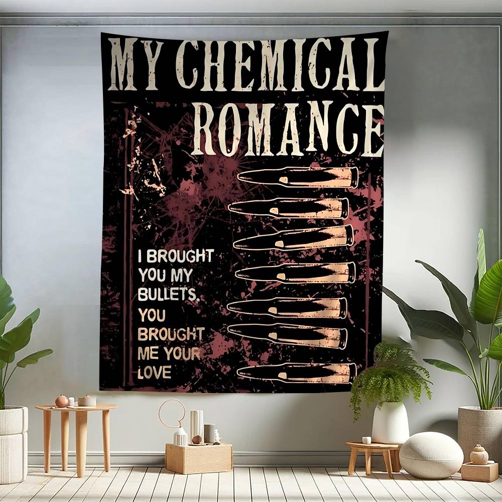 Popular Rock Band My Cchemical Romance Anime Tapestry Hippie Flower Wall Carpets Dorm Decor Wall Hanging Home Decor