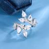 Superflash Zircon Leaf Open Diamond Ring Simple Design Sense Japanese and Korean Style Senior Banquet Ring